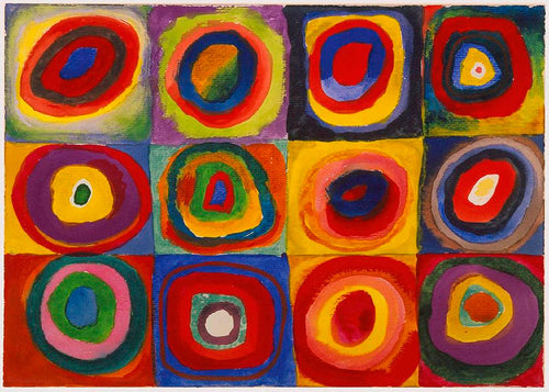 Arte geométrica com anéis concêntricos coloridos