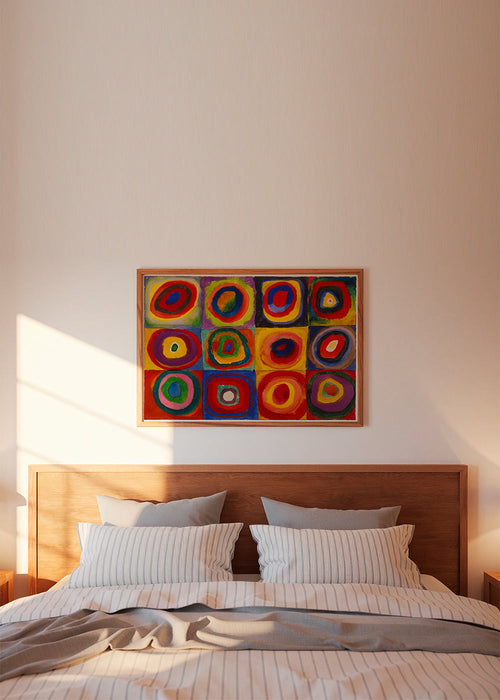 Arte geométrica com anéis concêntricos coloridos
