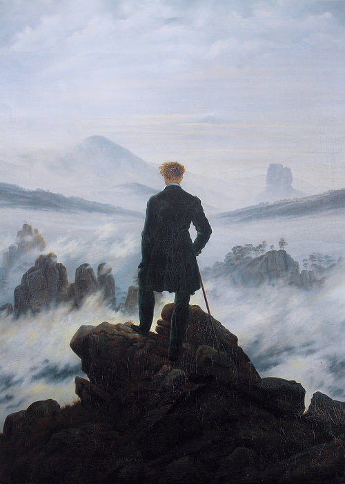 Arte paisagística: viajante sobre neblina