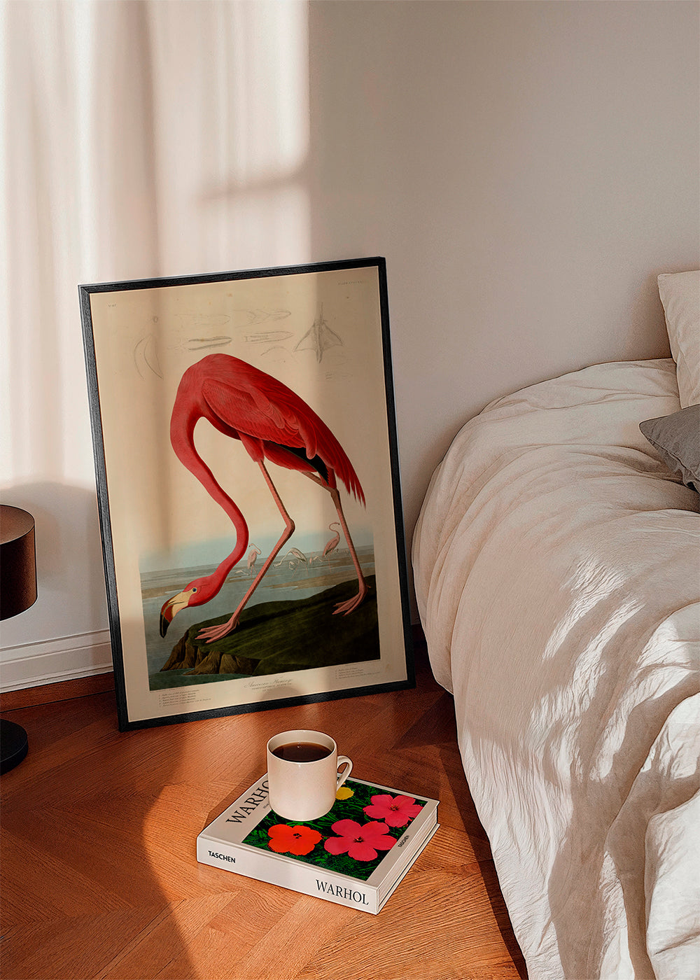 Quadro flamingo vermelho estilo Audubon