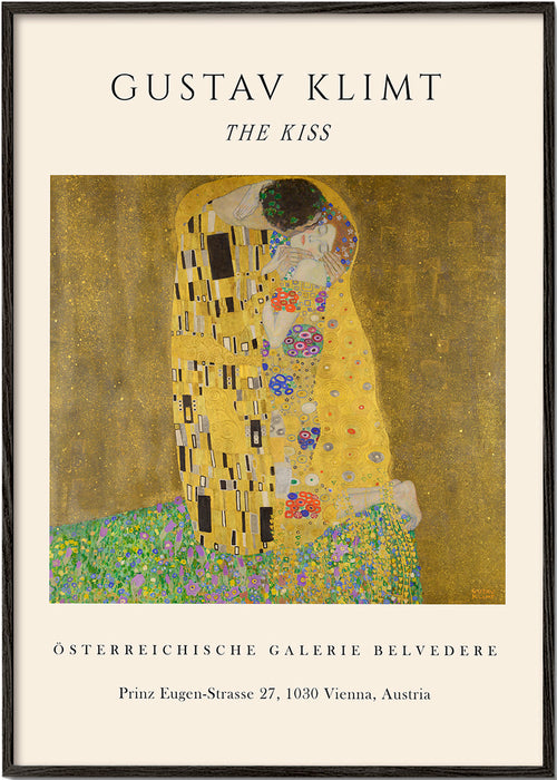 Quadro vintage 'O Beijo' de Klimt em dourado