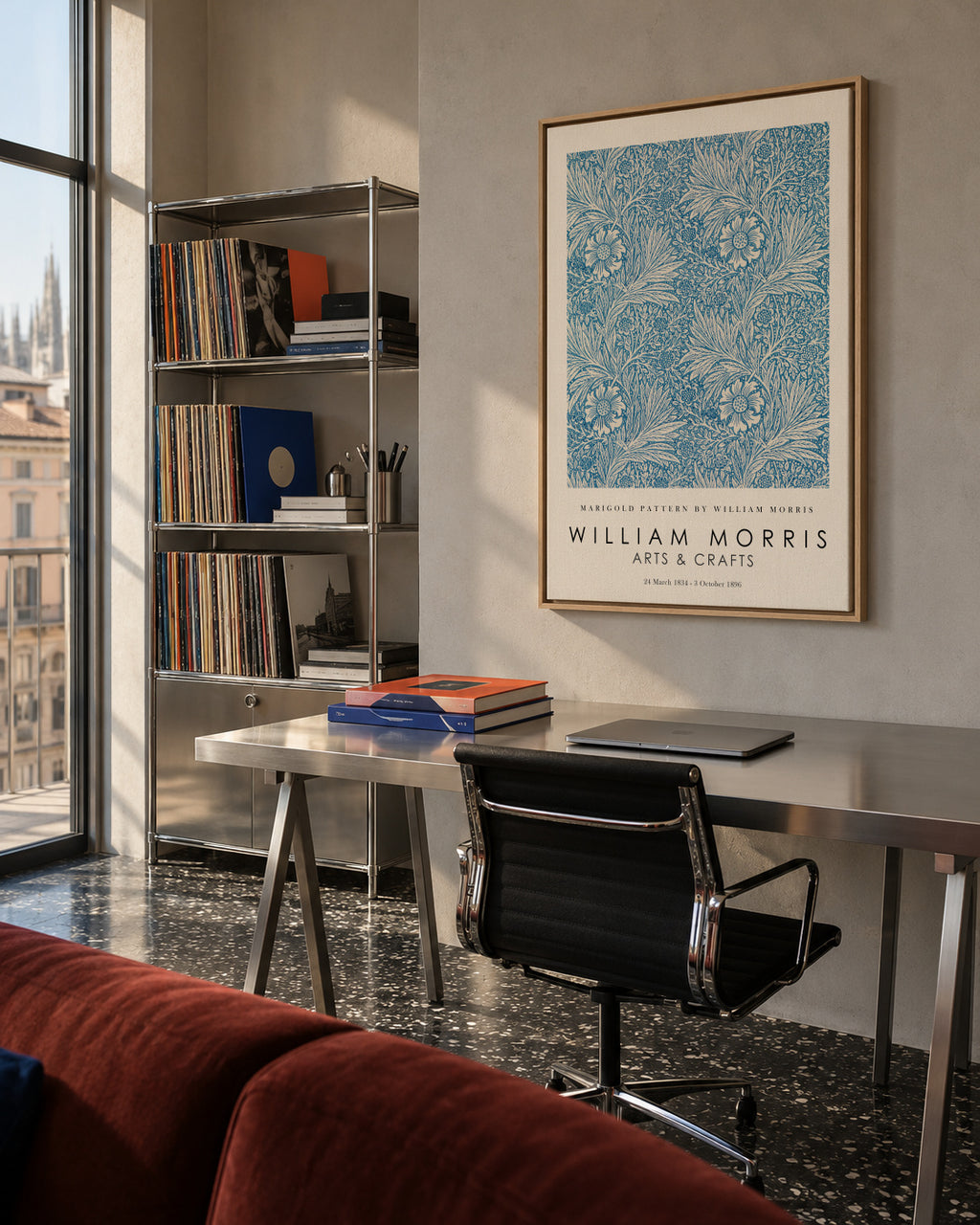 Marigold Pattern by William Morris Exhibition - Framed canvas in an interior