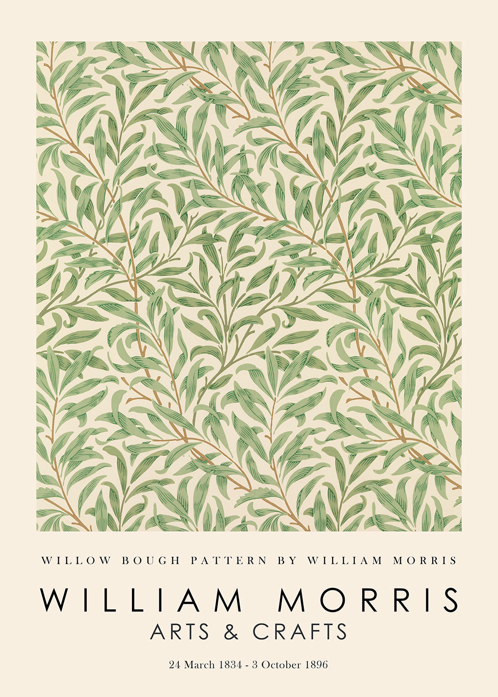 Estampa botânica Willow ramos ao estilo Morris