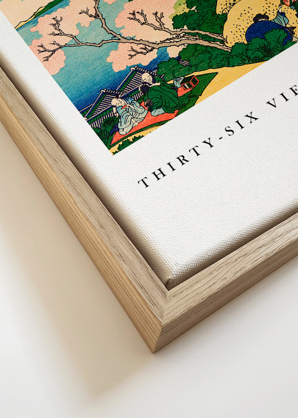 Quadro de paisagem japonesa com Monte Fuji e cerejeiras