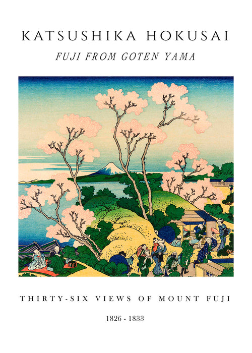 Quadro de paisagem japonesa com Monte Fuji e cerejeiras