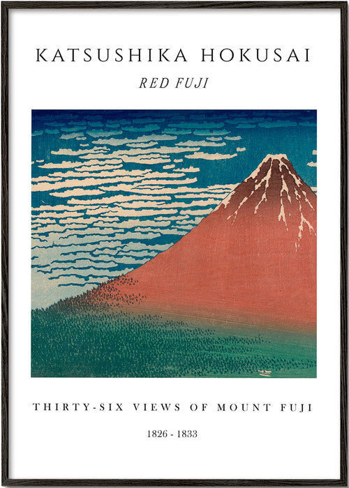 Quadro paisagem Monte Fuji vermelho em estilo estampa japonesa
