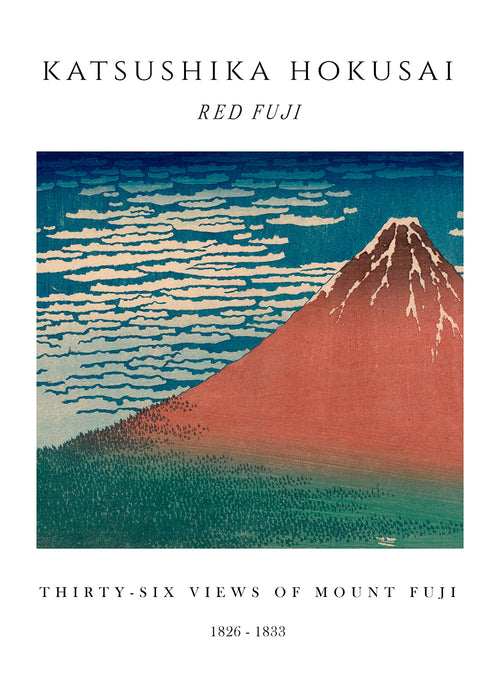 Quadro paisagem Monte Fuji vermelho em estilo estampa japonesa