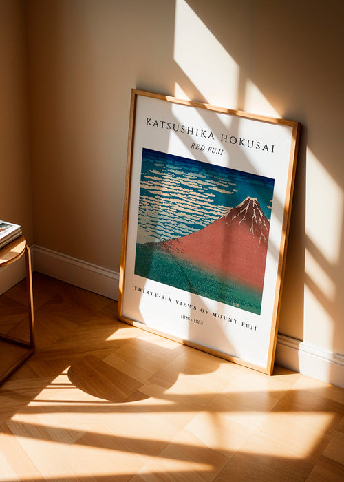 Quadro paisagem Monte Fuji vermelho em estilo estampa japonesa