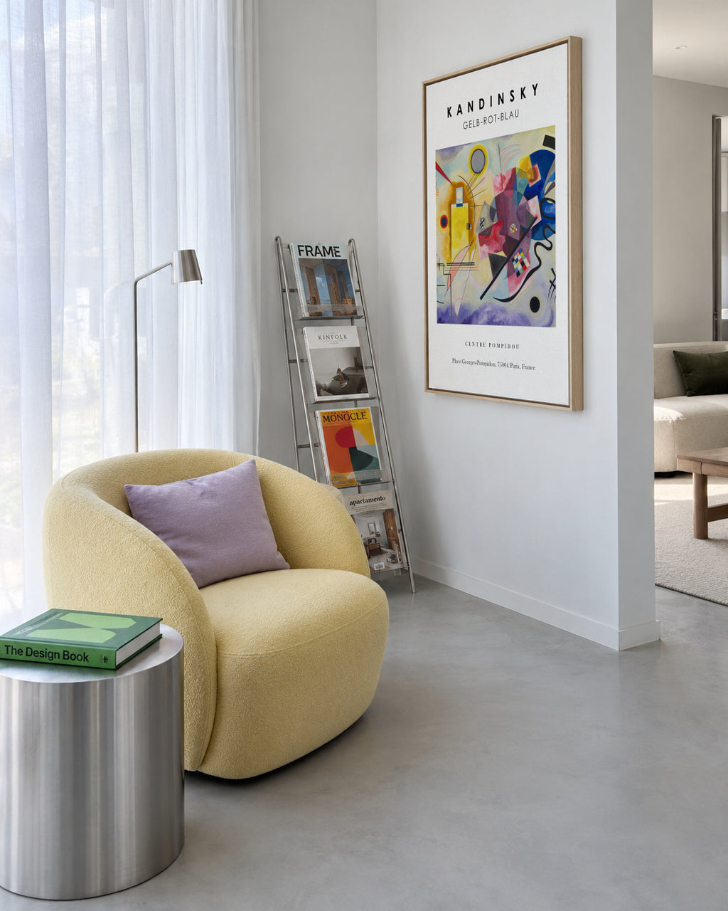 Gelb-Rot-Blau Exhibition White - Vasili Kandinsky - Framed canvas in an interior