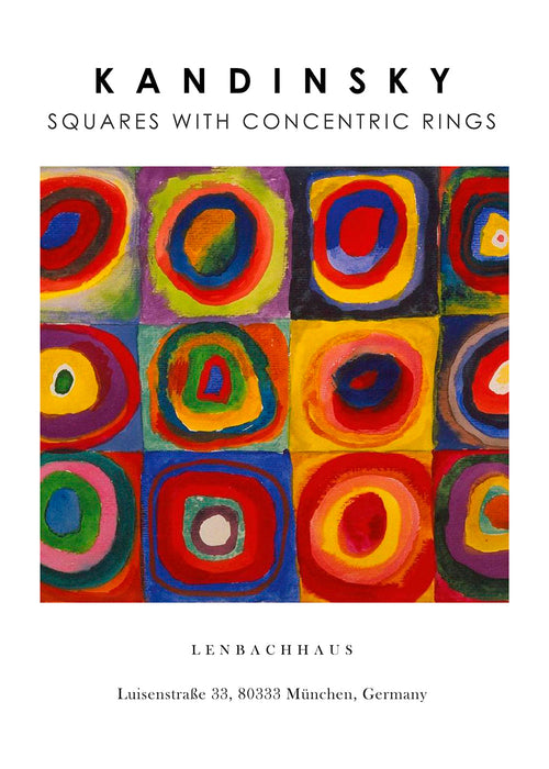 Quadro geométrico Kandinsky quadrados e anéis