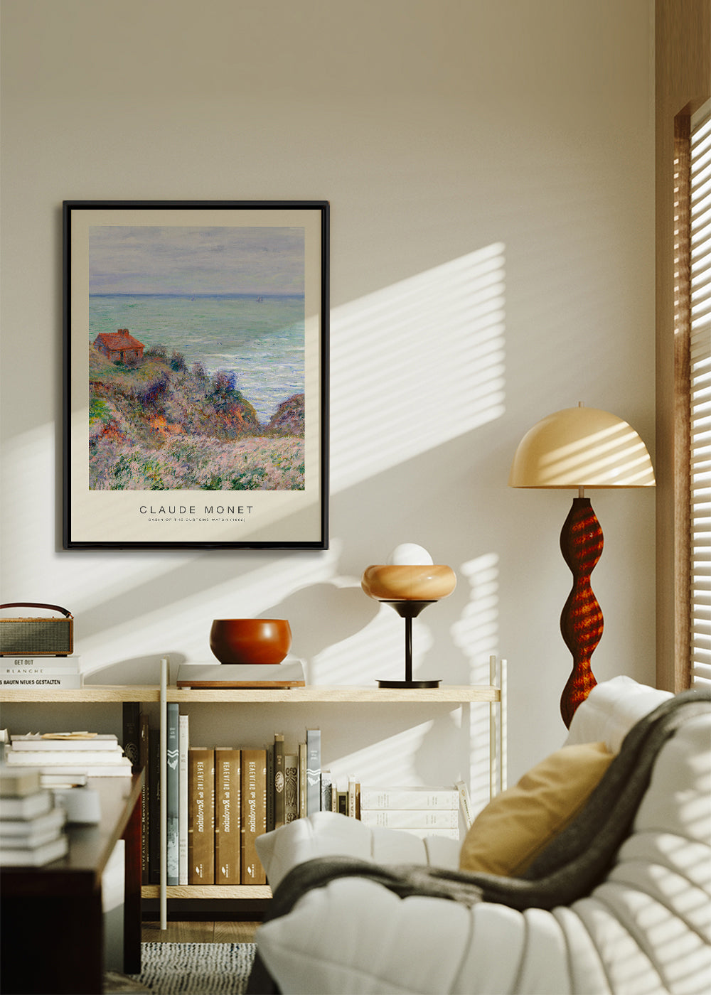 Arte de paisagem: cabana na falésia junto ao mar