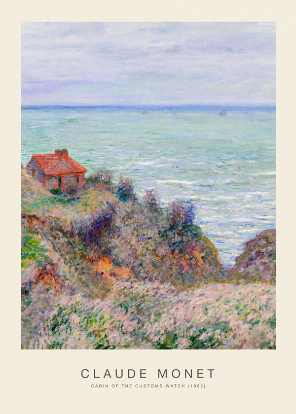 Arte de paisagem: cabana na falésia junto ao mar