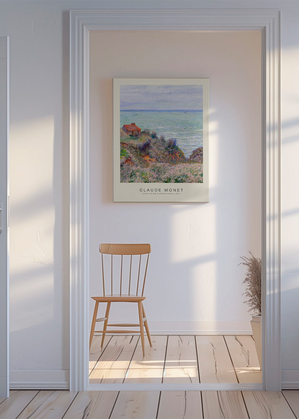Arte de paisagem: cabana na falésia junto ao mar