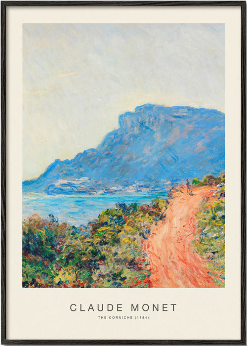 Quadro de paisagem: corniche mediterrânea em azul