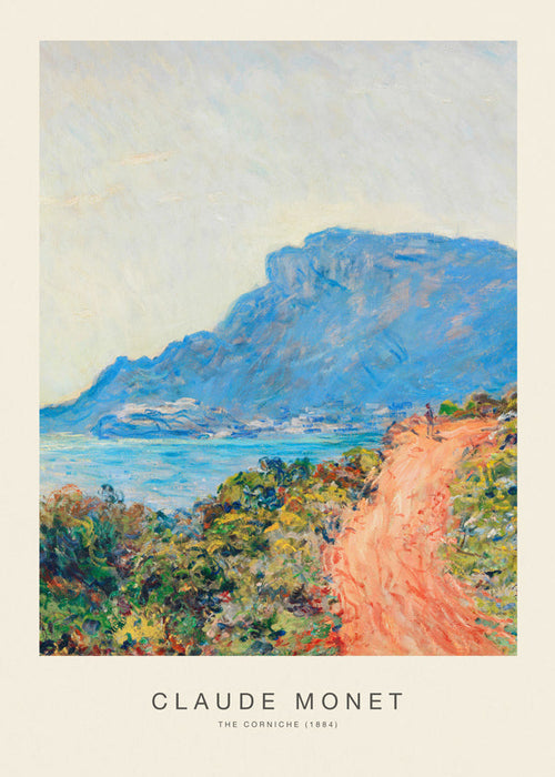 Quadro de paisagem: corniche mediterrânea em azul