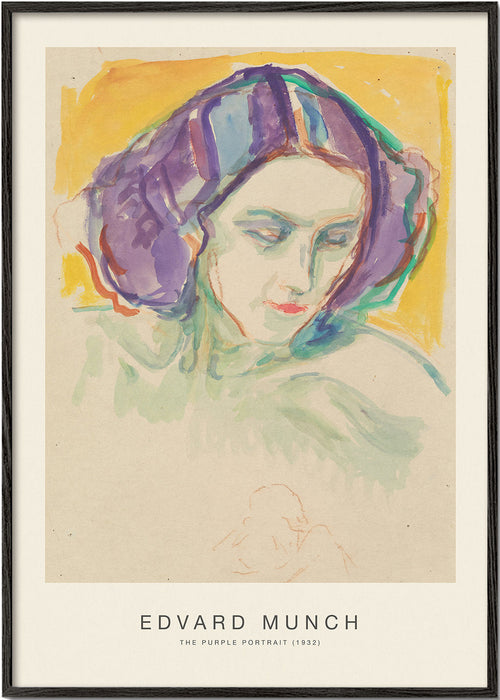 Quadro vintage: retrato com lenço roxo
