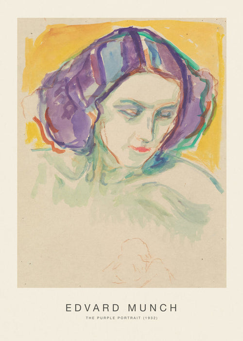 Quadro vintage: retrato com lenço roxo