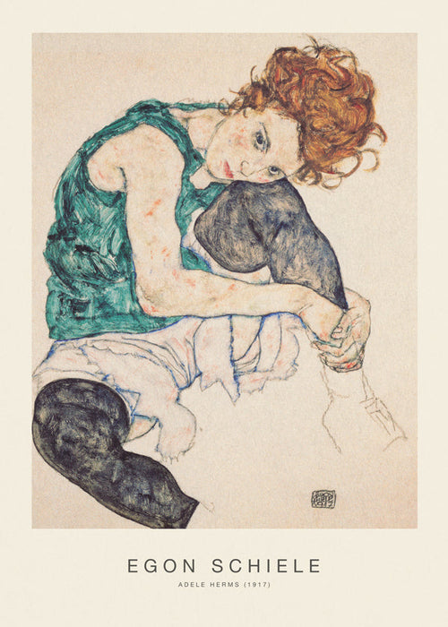 Estampa vintage: retrato de Adele Herms por Egon Schiele