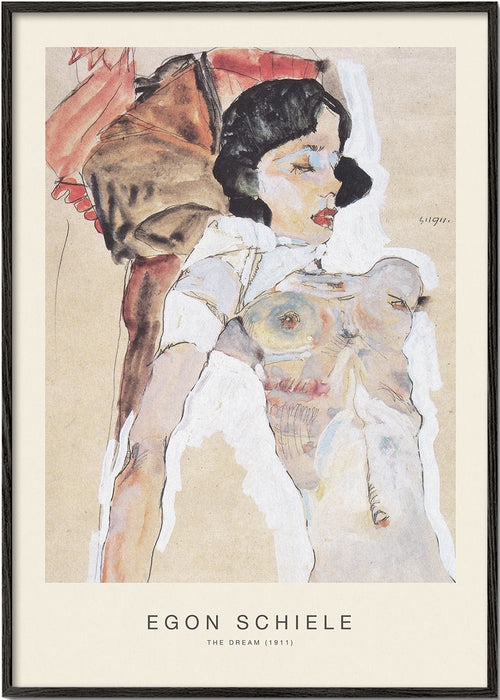 Quadro vintage: figura feminina reclinada de Egon Schiele