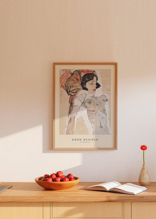 Quadro vintage: figura feminina reclinada de Egon Schiele