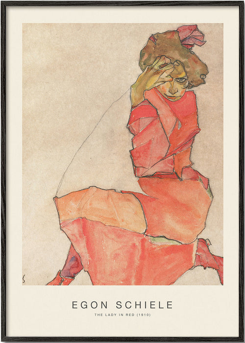 Estampa vintage mulher de vermelho expressionista