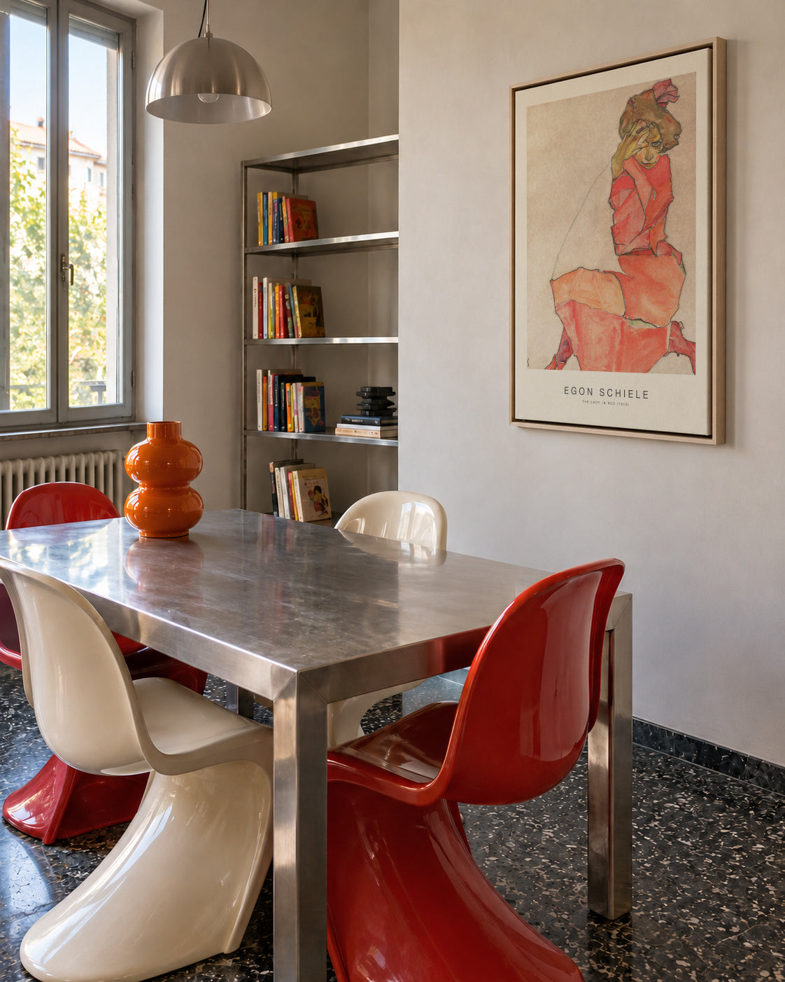 The Lady in Red (Special Edition) - Egon Schiele - Framed canvas in an interior