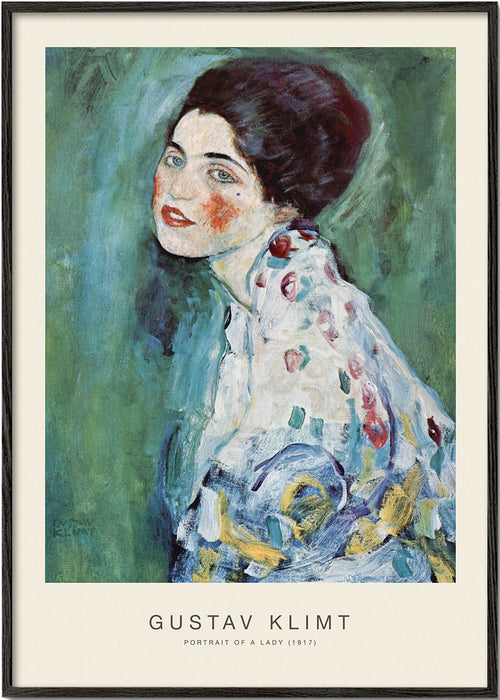 Quadro vintage: retrato feminino sobre fundo verde