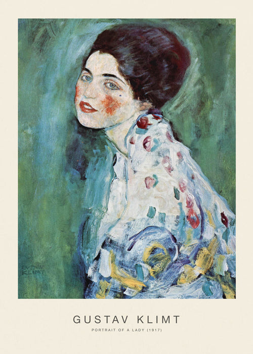 Quadro vintage: retrato feminino sobre fundo verde