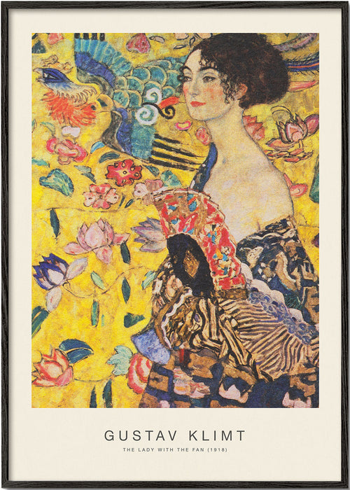 Estampa vintage: dama com leque e motivos florais