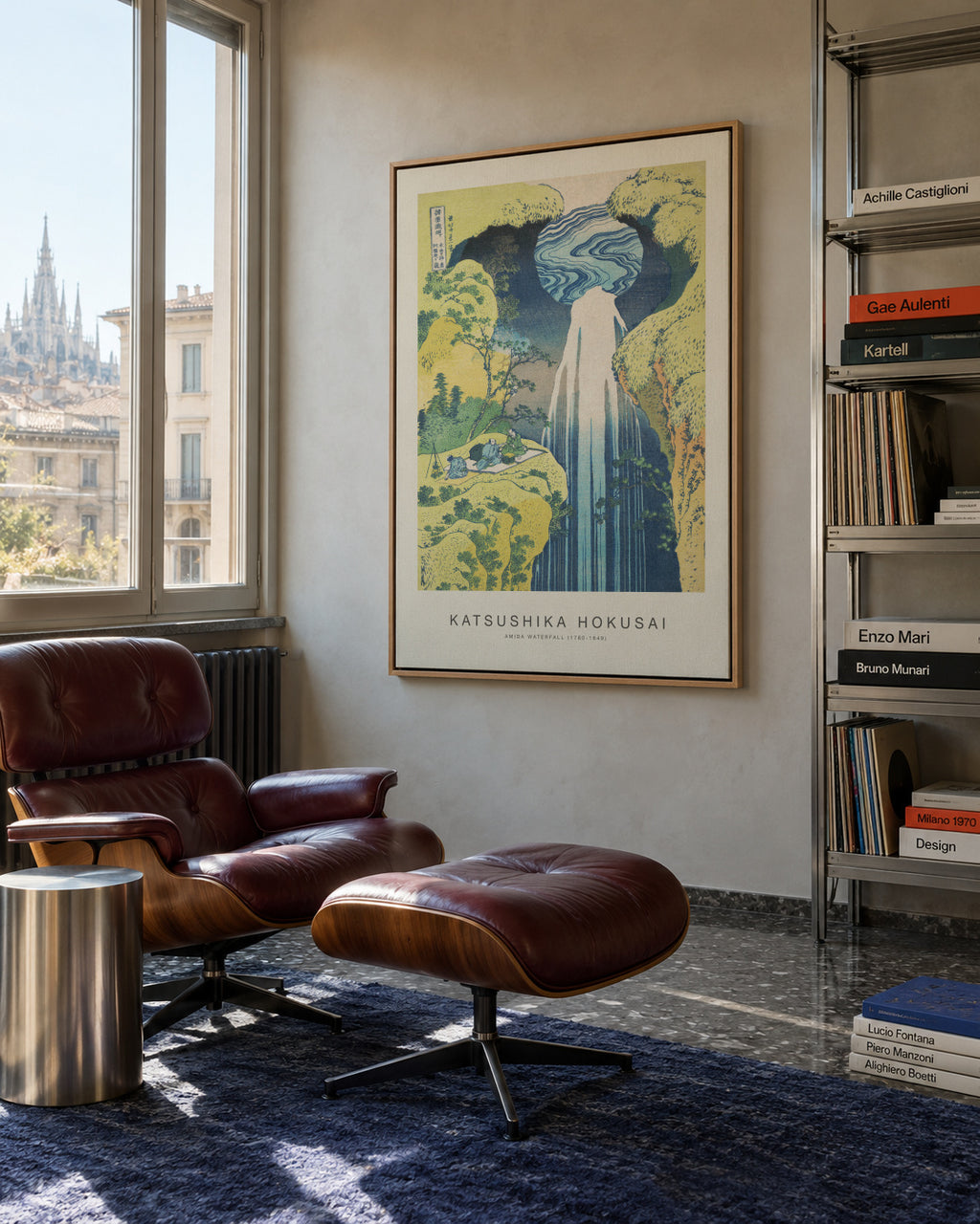 Amida Waterfall (Special Edition) - Katsushika Hokusai - Framed canvas in an interior
