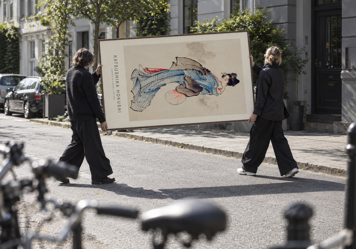 Portrait of a Geisha (Special Edition) - Katsushika Hokusai - Framed canvas in an interior
