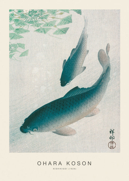 Quadro Koi japonês em tons azuis