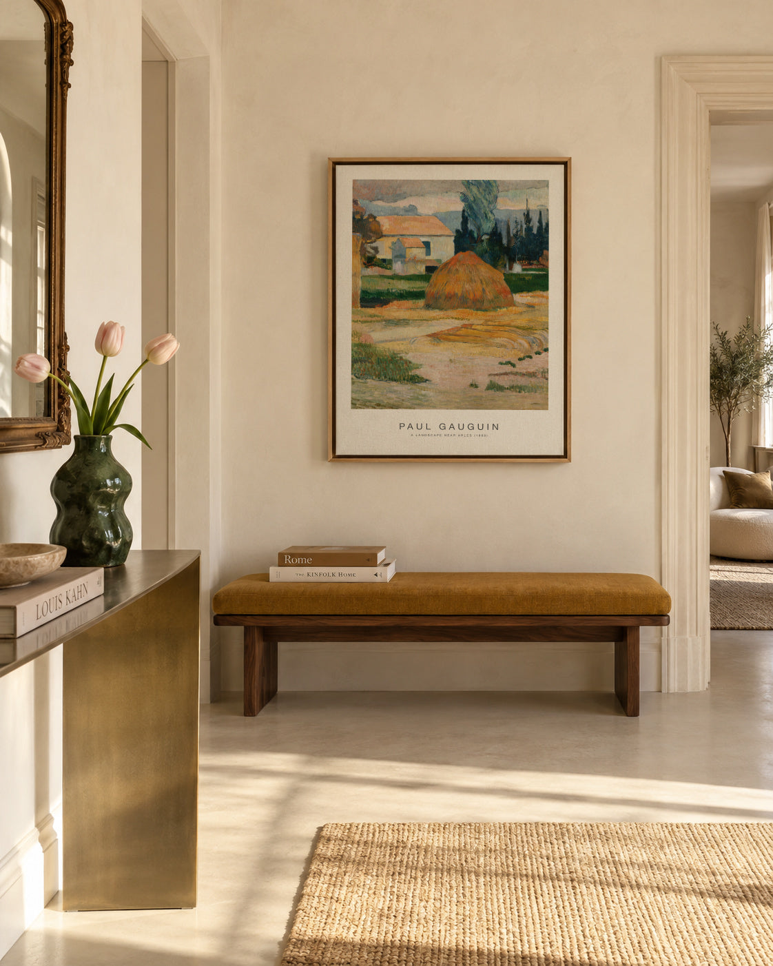 A Landscape Near Arles (Special Edition) - Paul Gauguin - Framed canvas in an interior