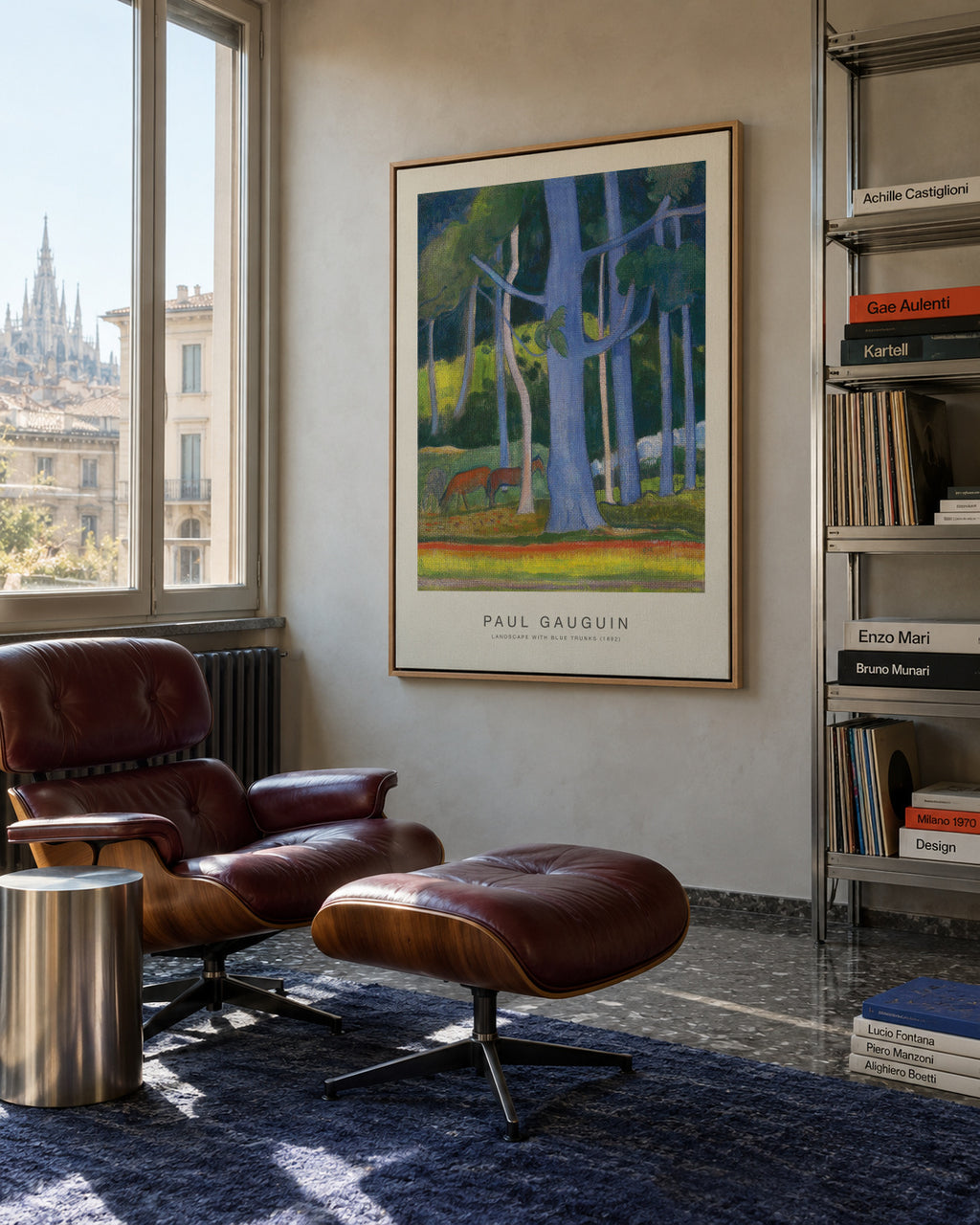 Landscape with Blue Trunks (Special Edition) - Paul Gauguin - Framed canvas in an interior