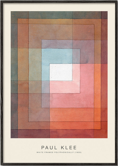 Quadro abstrato de retângulos concêntricos em aquarela