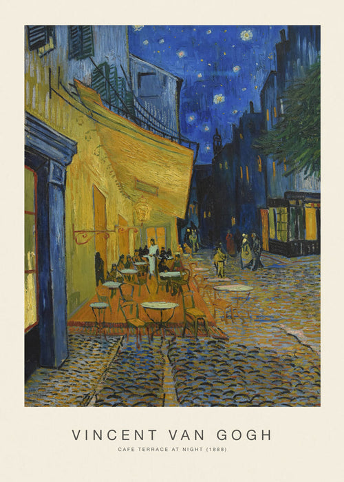 Arte para cozinha: Terraça de café noturna em estilo pictórico