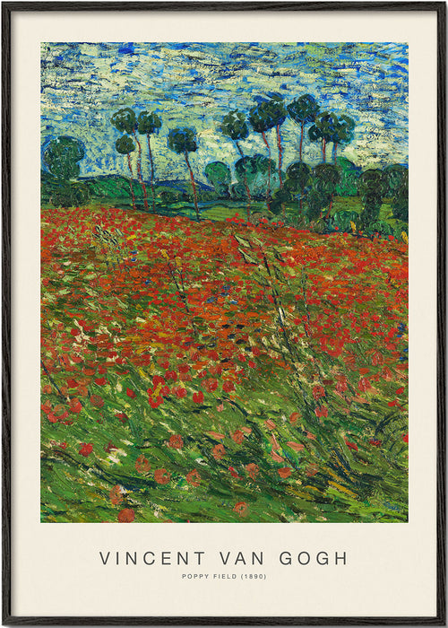 Arte paisagística: Campo de papoilas com gesto pictórico