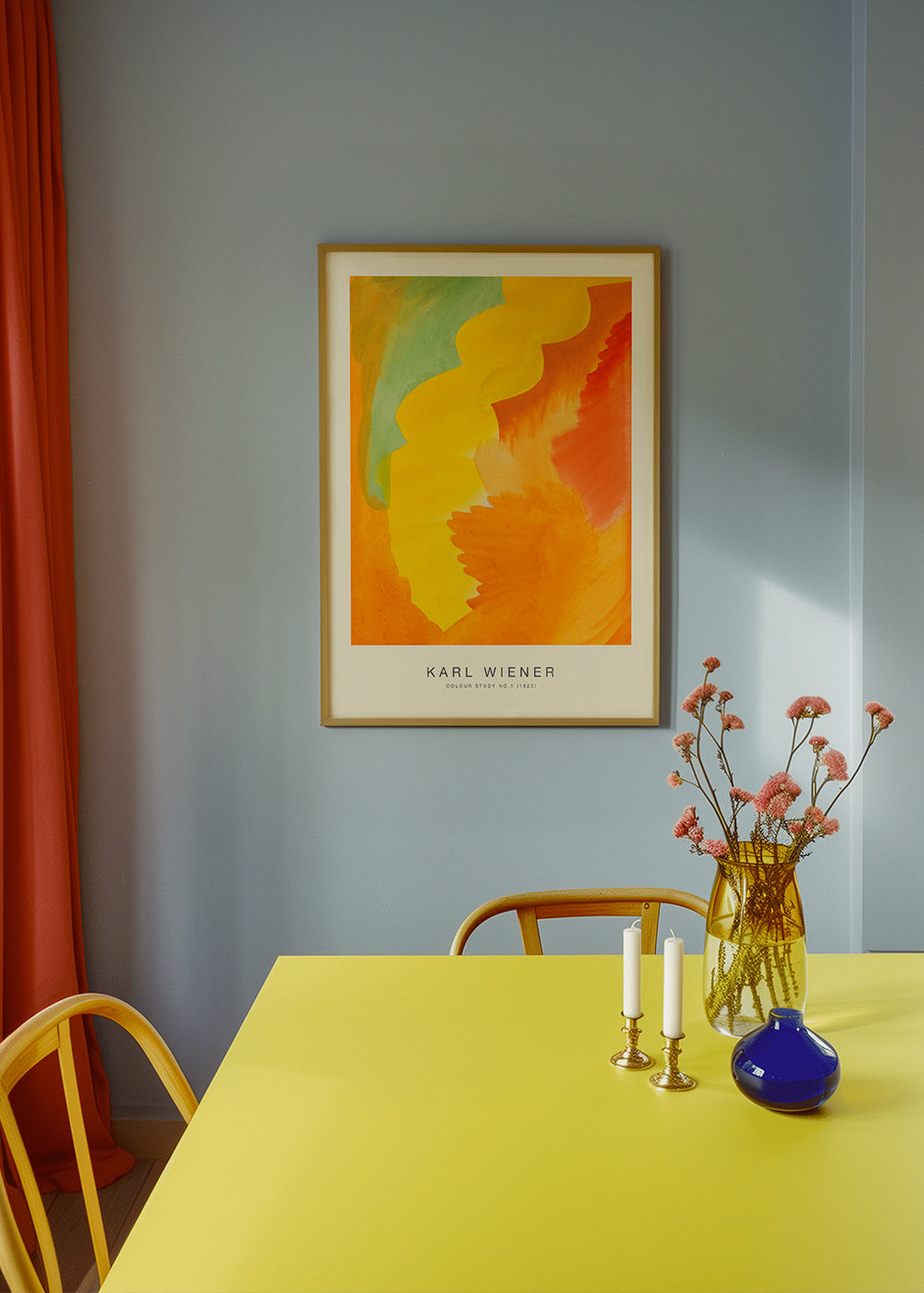 Quadro abstrato — estudo de cor amarelo e laranja