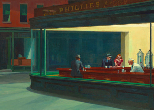 Arte para cozinha Nighthawks: cena noturna no diner