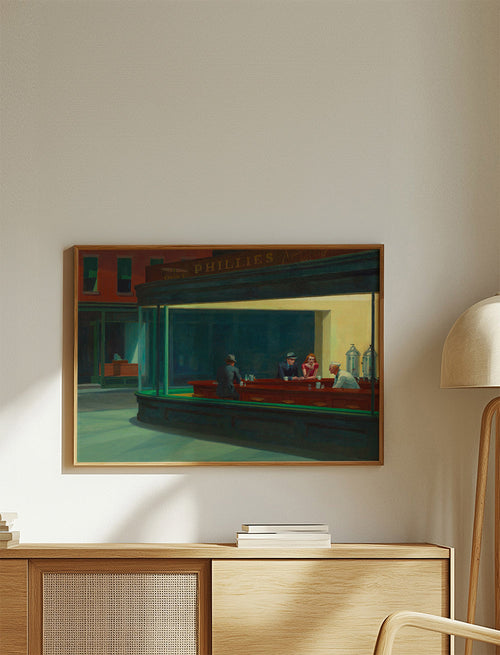 Arte para cozinha Nighthawks: cena noturna no diner