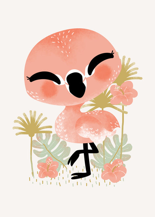 Lamina infantil flamingo rosa sorridente