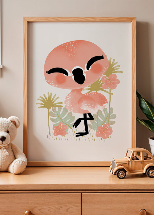 Lamina infantil flamingo rosa sorridente