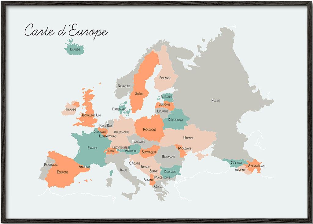 Arte para cozinha Mapa da Europa em tons suaves