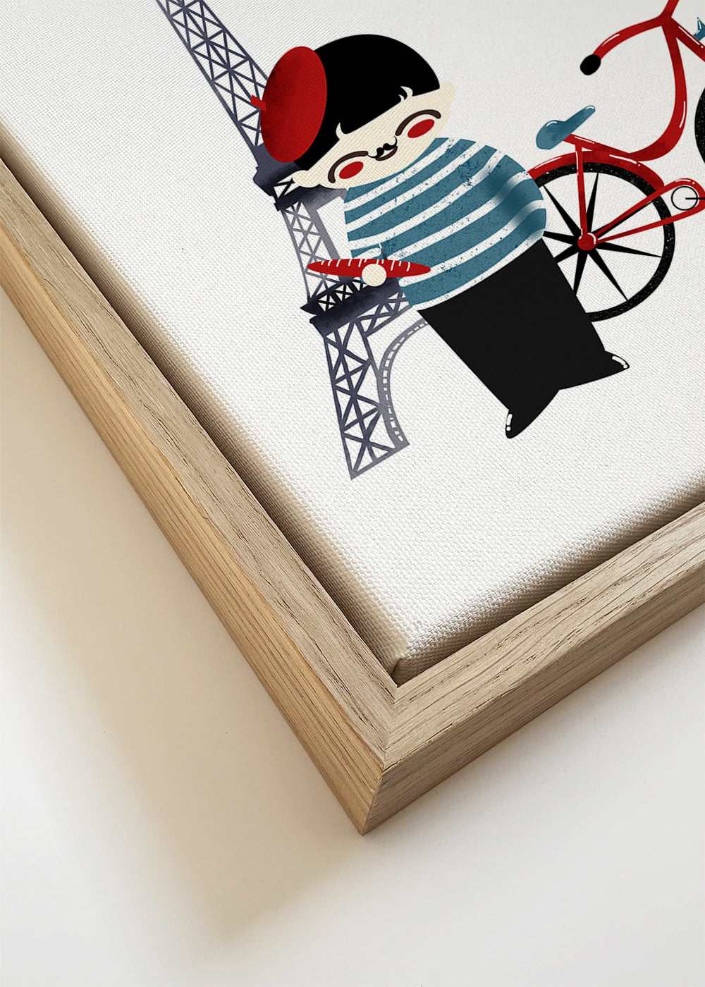 Arte para cidade: Paris ilustrado com bicicleta vermelha