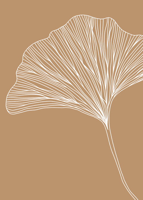 Estampa botânica com folha de ginkgo