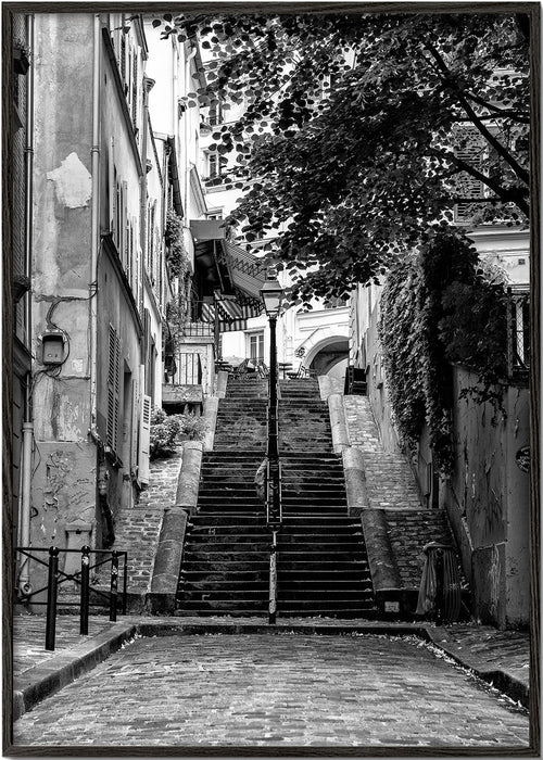 Arte para cozinha: Escadas de Montmartre em preto e branco