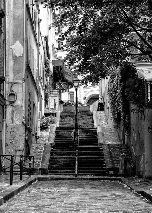 Arte para cozinha: Escadas de Montmartre em preto e branco