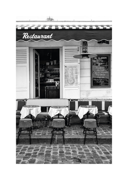Arte para cozinha Café parisiense preto e branco