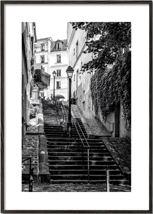 Arte para cozinha: Escadaria de Montmartre a preto e branco