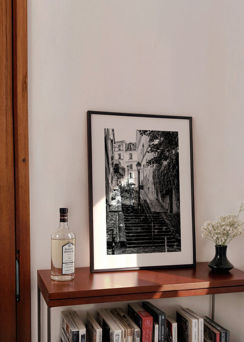 Arte para cozinha: Escadaria de Montmartre a preto e branco